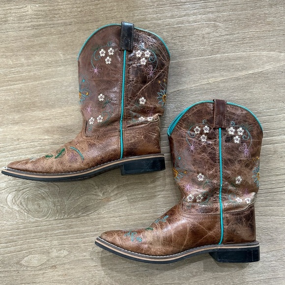 Smoky Mountain Western Boots Girls Floralie Pull On Brown 3841Y, size 5.5 youth - Picture 3 of 5